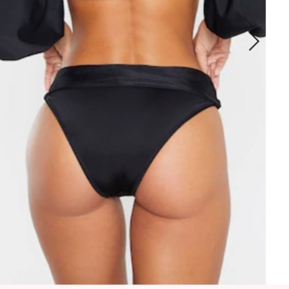 NEW! PrettyLittleThing Black Turn Over Bikini Bottom - Size 8 US - Picture 4 of 4